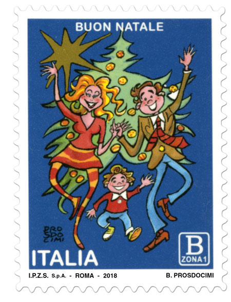 Non-religious Italian Christmas Stamp 2018